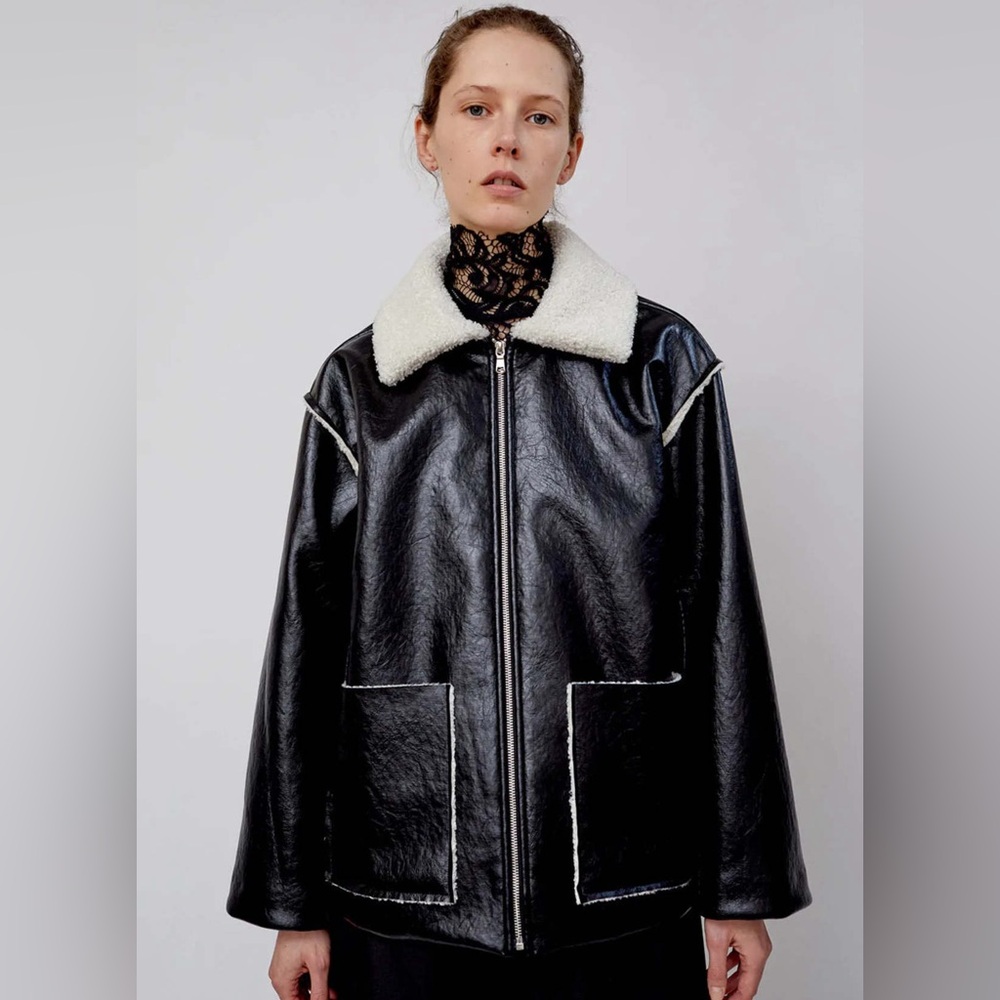 No. 6 Store Steve Jacket. Textured, vegan leather bomber jacket.